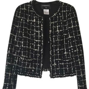 Chanel inspired black and white checkered coat